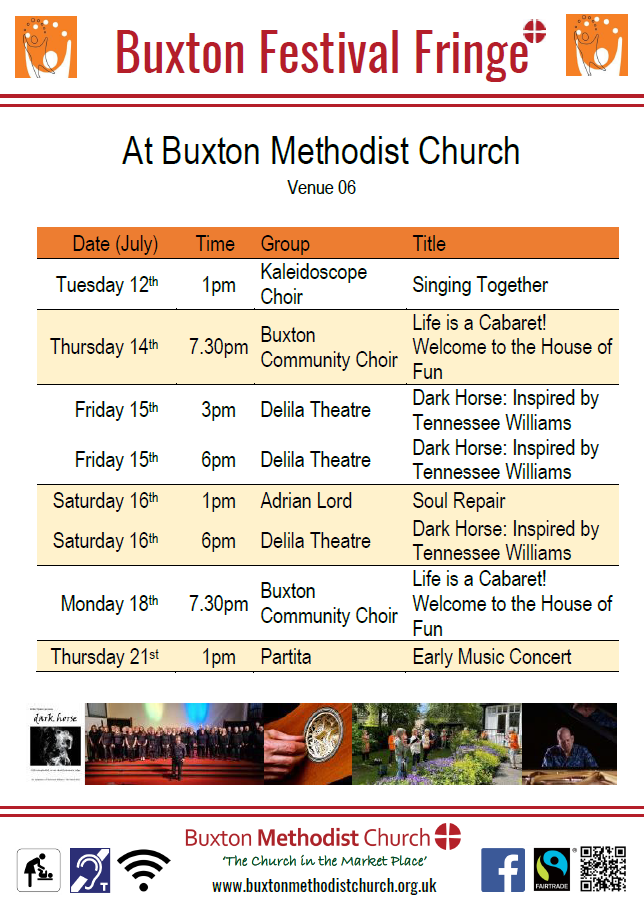 Buxton Festival Fringe 2022 events at Buxton Methodist Church